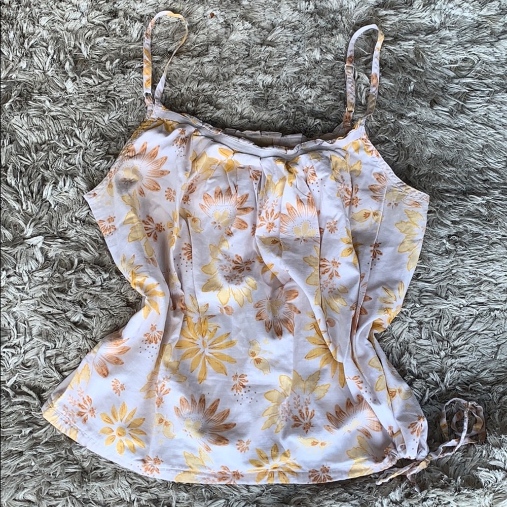 Gap Floral Print Tank with Drawstring Hem size XL
